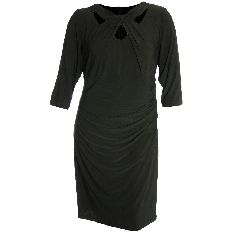 Plus Sizes Black 3/4 Sleeve Cutout Neckline Sheath Dress INC NEW w/ Tags